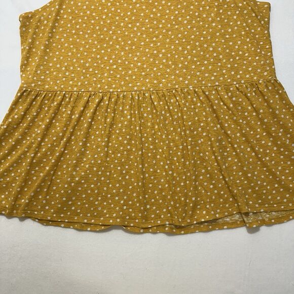 Old Navy Women's Plus Size 3X Yellow White Polka Dot V-Neck Linen Blend Tank Top - Picture 7 of 12